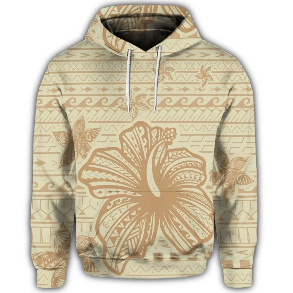 Hawaiian Hibiscus Plumeria Kanaka Polynesian Vintage Hoodie