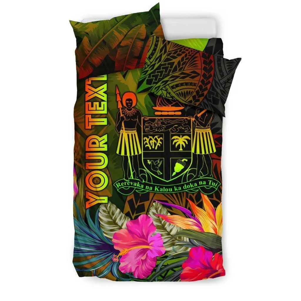 Fiji Polynesian Personalised Bedding Set  -  Hibiscus and Banana Leaves - BN15