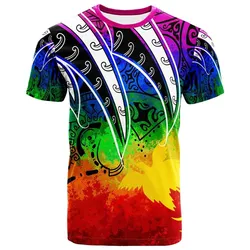 Papua New Guinea T shirt - Tropical Leaf Rainbow Color