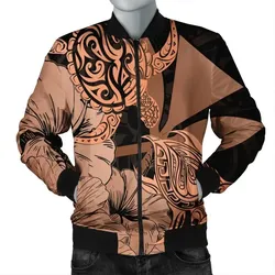 Alohawaii Jacket - Hawaii Turtle Bomber Jacket Polynesian Hibiscus Art Ver 2.0 Orange - AH - JR