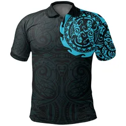 Polynesian Pride Polo Shirt - Maori Tangaroa Tattoo New Zealand Polo Shirt Blue