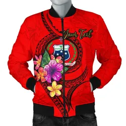 Samoa Polynesian Custom Personalised Mens Bomber Jacket - Floral With Seal Red