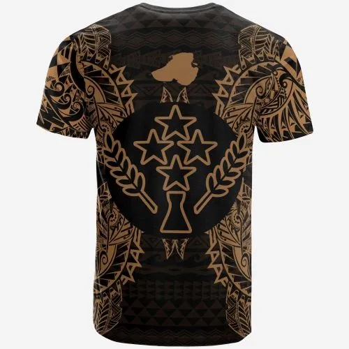 Kosrae All T Shirt - Kosrae Flag Map Polynesian Tattoo Gold