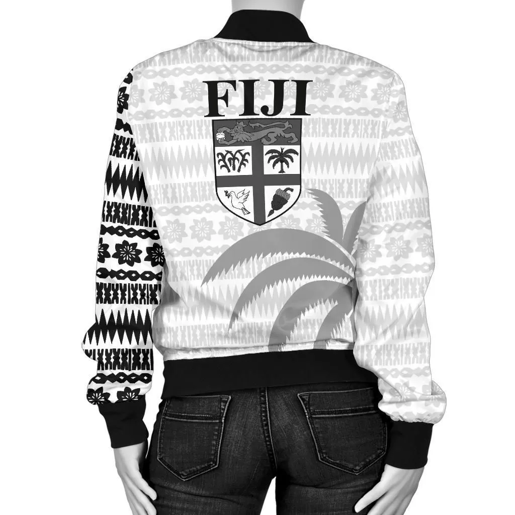 Fiji Tapa Womens Bomber Jacket Tattoo Style