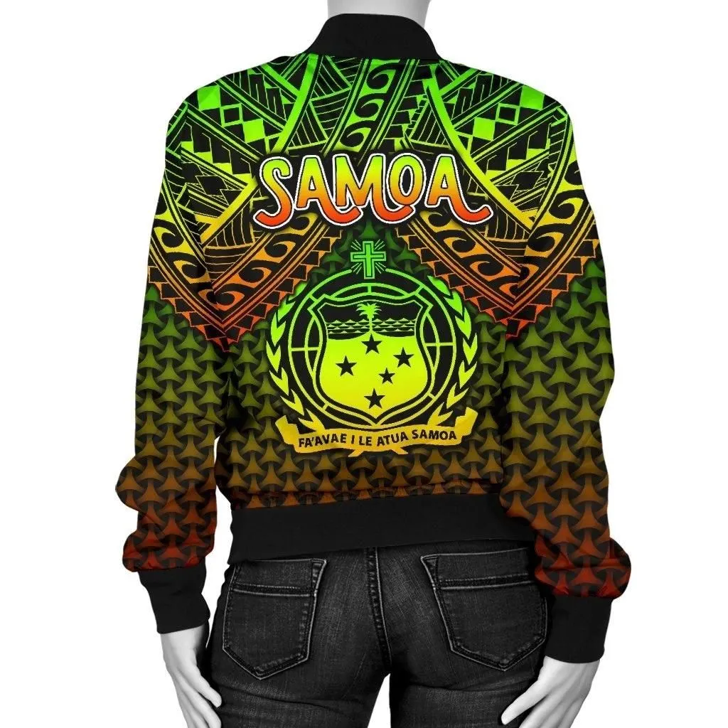Polynesian Samoa Women's Bomber Jacket - Reggae Vintage Polynesian Patterns - BN15