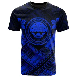 Federated States of Micronesia Polynesian T-Shirts - Federated States of Micronesia Blue Seal Camisole Hibiscus Style - BN18