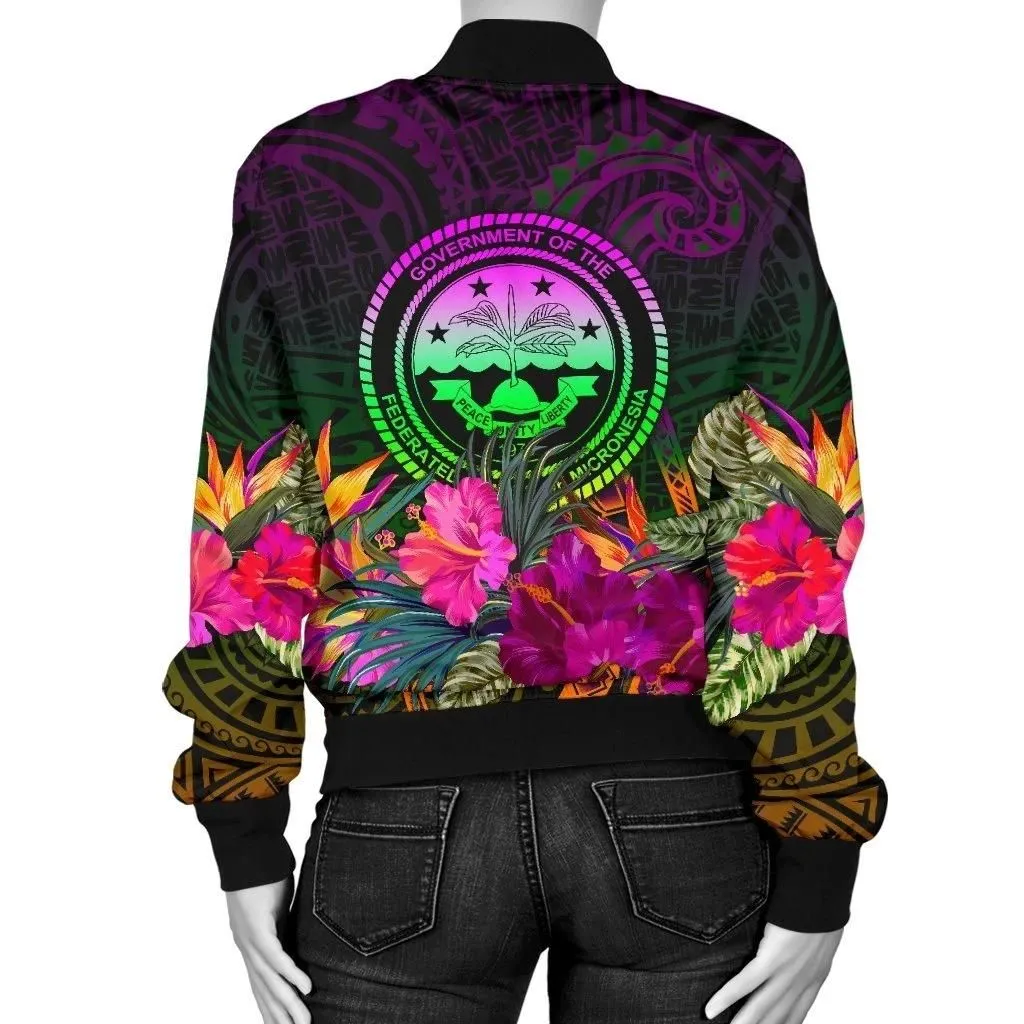 FamilyGater Jacket - Bomber Jacket Federated States of Micronesia - Summer Hibiscus - BN15