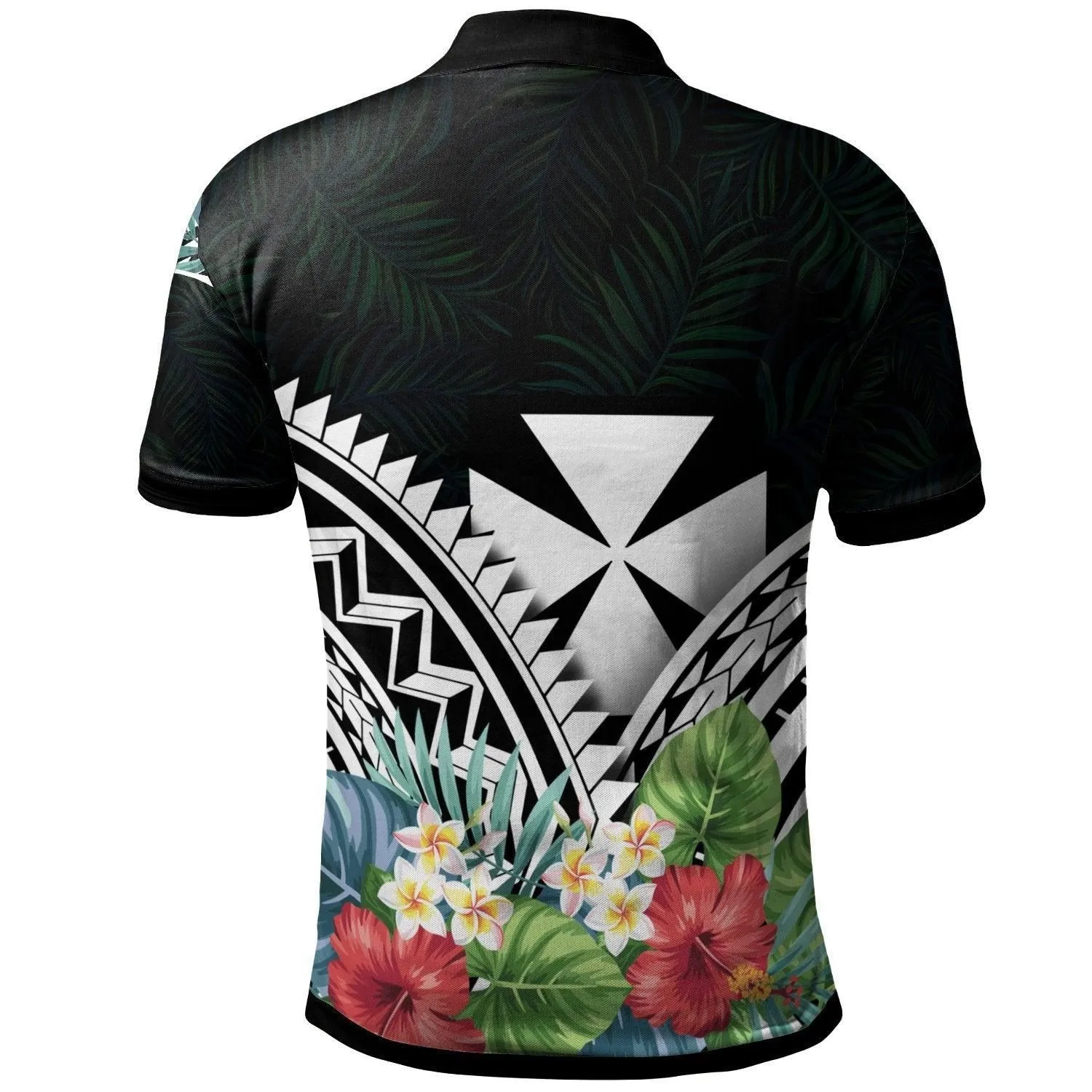 Wallis and Futuna Polo Shirt - Wallis and Futuna Coat of Arms and Polynesian Tropical Flowers White