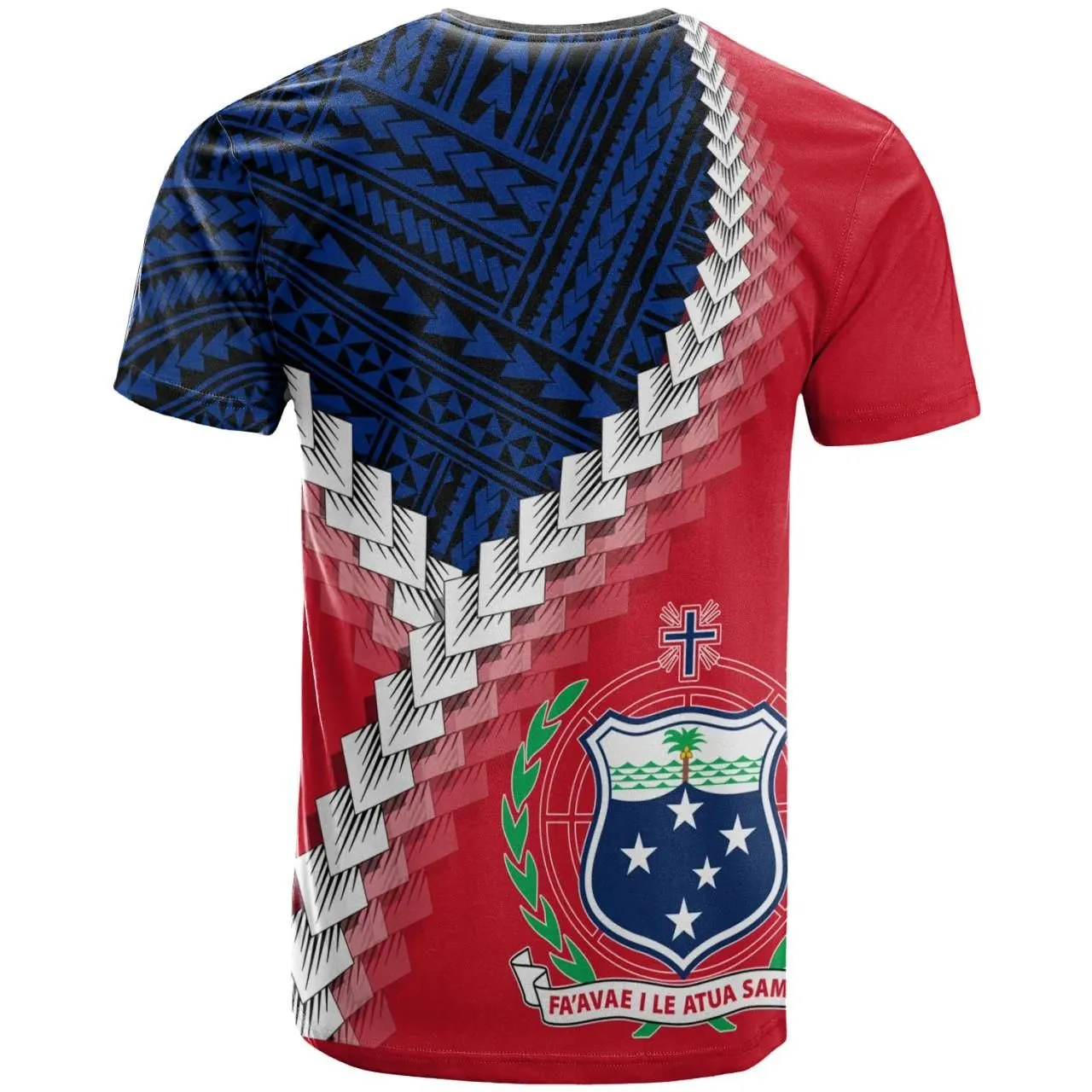 Samoa T-Shirt - Samoa Coat Of Arms With Polynesian Tattoo Flag Style