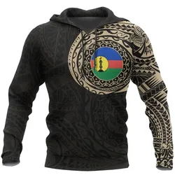 New Caledonia Hoodie - New Caledonia Flag Polynesian Tattoo Style