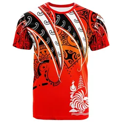 New Caledonia T shirt - Tropical Leaf Red Gradient Style
