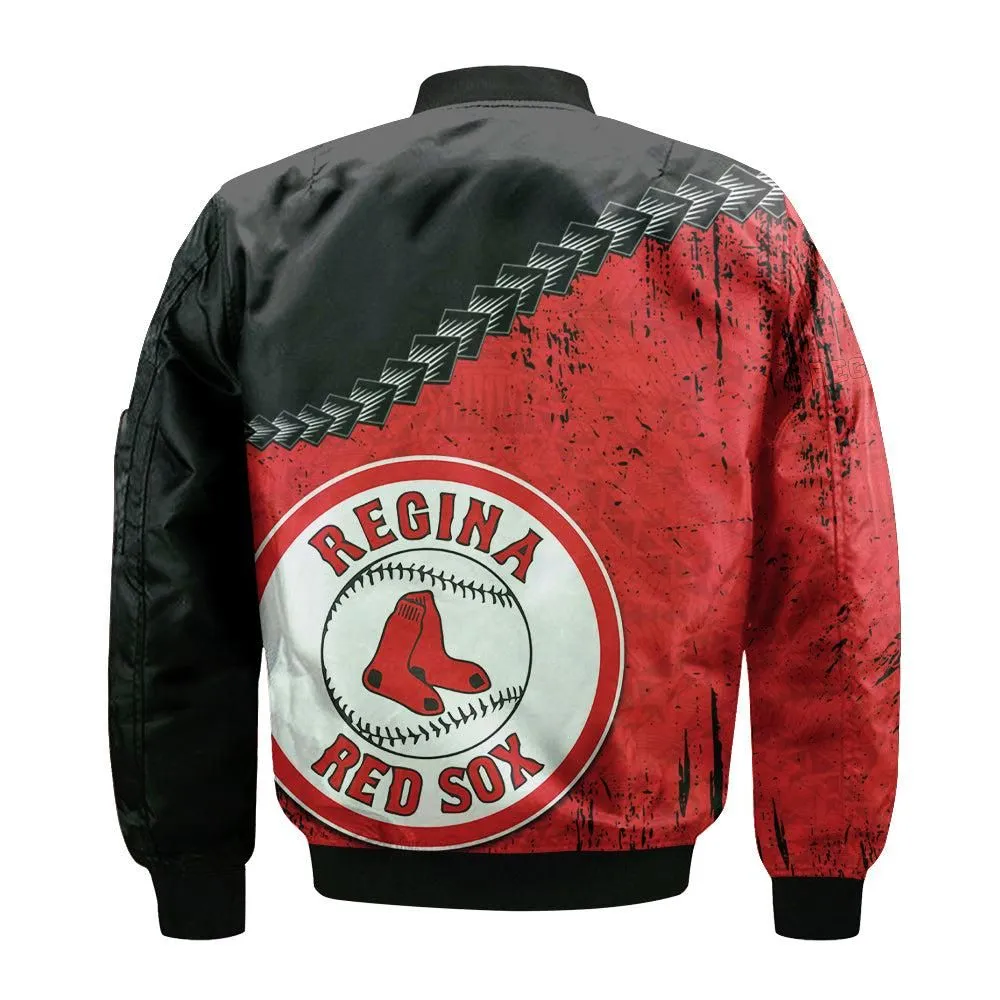 Regina Red Sox Bomber Jacket Grunge Polynesian Tattoo - CA BASEBALL