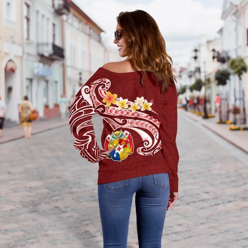 Tonga Personalised Womens Off Shoulder Handbag - Tonga Coat Of Arms With Polynesian Patterns
