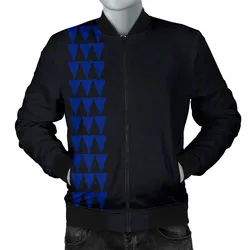Hawaii Kakau Polynesian Hammerhead Shark Map Personalized Men's Bomber Jacket - Blue - AH - J6