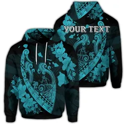 (Personalised) Hawaiian Fish Hook Hibiscus Banzai Surfing Polynesian Hoodie Blue