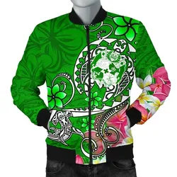 FamilyGater Jacket - Bomber Jacket Tonga - Turtle Plumeria (Green) - BN18