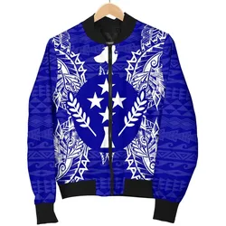 Kosrae Polynesian Bomber Jacket Map Blue