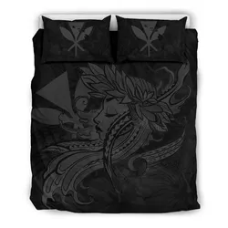 FamilyGater Bedding Set - Cover and Pillow Cases Hawaiian Map Hula Girl Hibiscus Kanaka Polynesian - Gray - AH J4