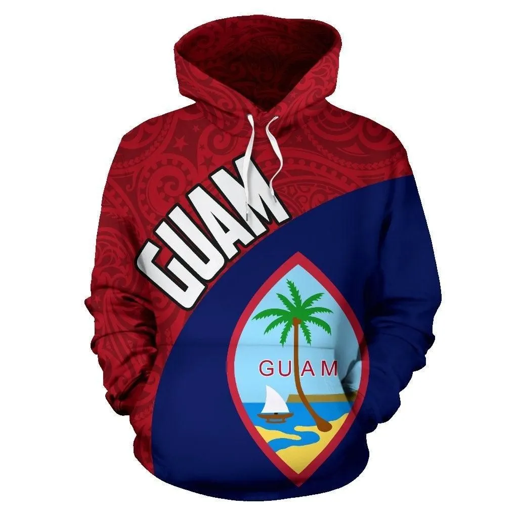 Guam Hoodie - Guam Flag Polynesian Tattoo