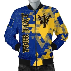 Barbados Personalised Mens Bomber Jacket - National Flag Polygon Style