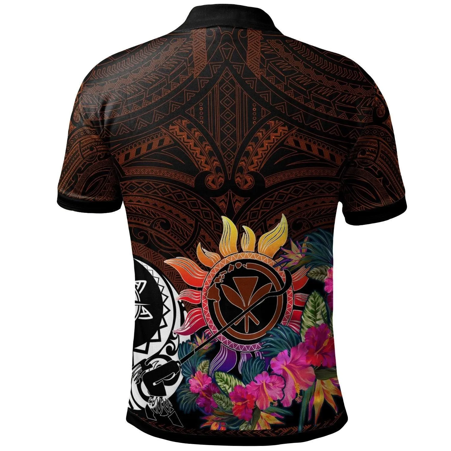 (Custom Personalised) Polynesian Hawaii Kanaka Maoli Polo Shirt - Hibiscus Flowers & Polynesian Patterns
