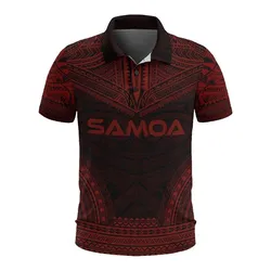 Samoa Polo Shirt - Samoa Coat Of Arms Polynesian Chief Tattoo Red Version