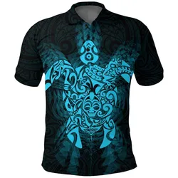 Polynesian Pride Polo Shirt - New Zealand Maori Polo Shirt, Wairua Tattoo Turtle Golf Shirt - Blue