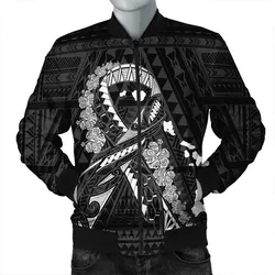 Hawaiian Map Heart Ribbon Cancer Hibiscus White Polynesian Bomber Jacket - AH