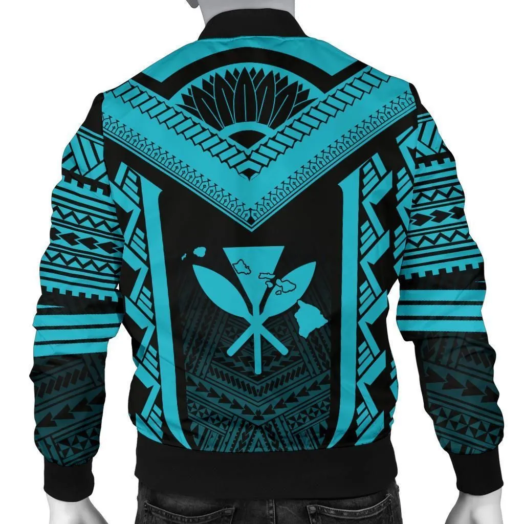 Hawaiian Kanaka Polynesian Mens Bomber Jacket Active Blue