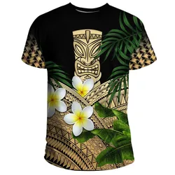 Hawaii T Shirts Polynesian Tiki Plumeria Banana Leaves Gold