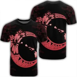 Hawaiian Map Hibiscus Turtle Polynesian Moon T-Shirt Red - AH