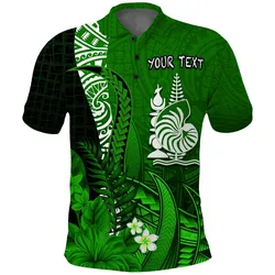 (Custom Personalised) New Caledonia Polo Shirt Nautilus Green Polynesian Hibiscus LT13