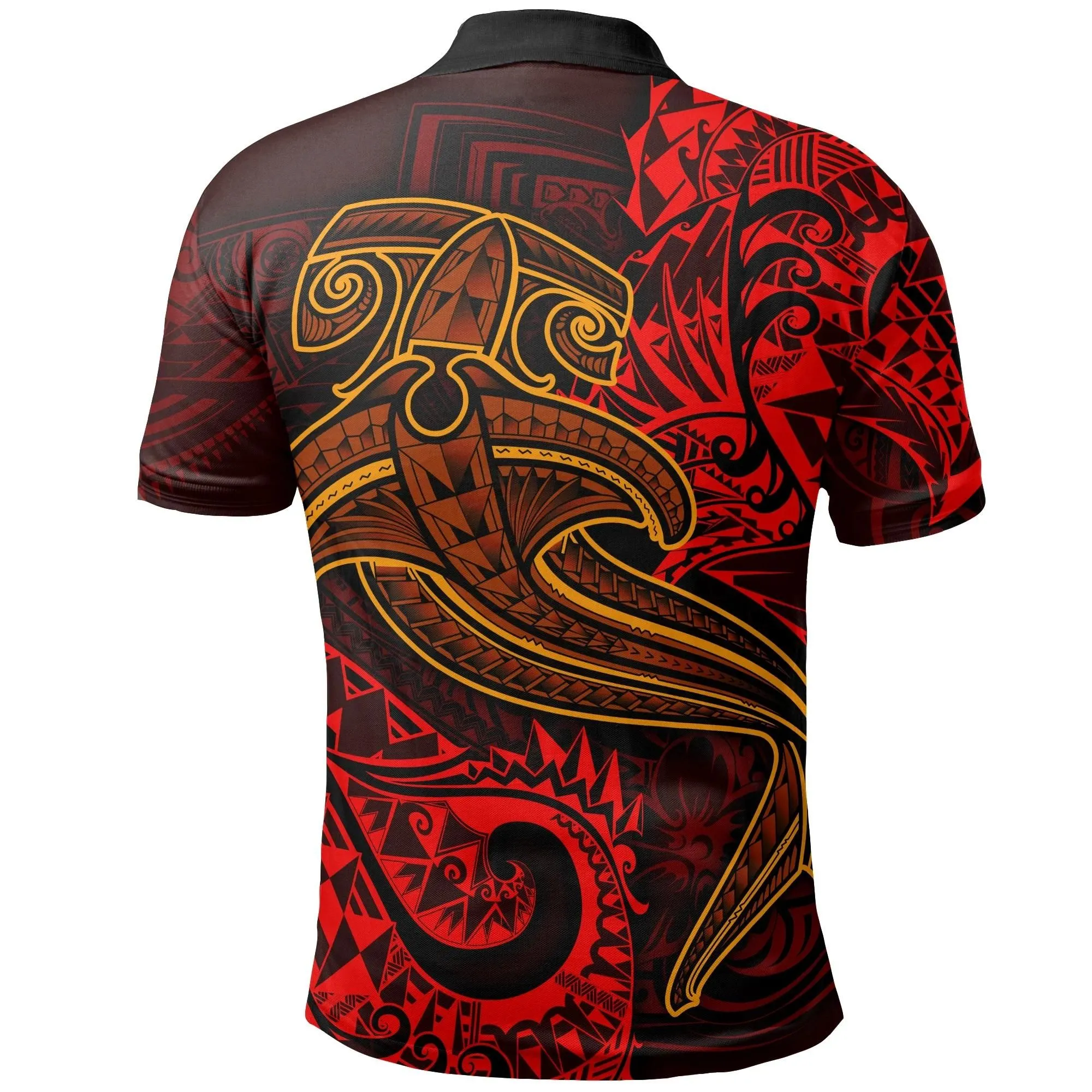 Polynesian Polo Shirt - Red Shark Polynesian Tattoo - BN18