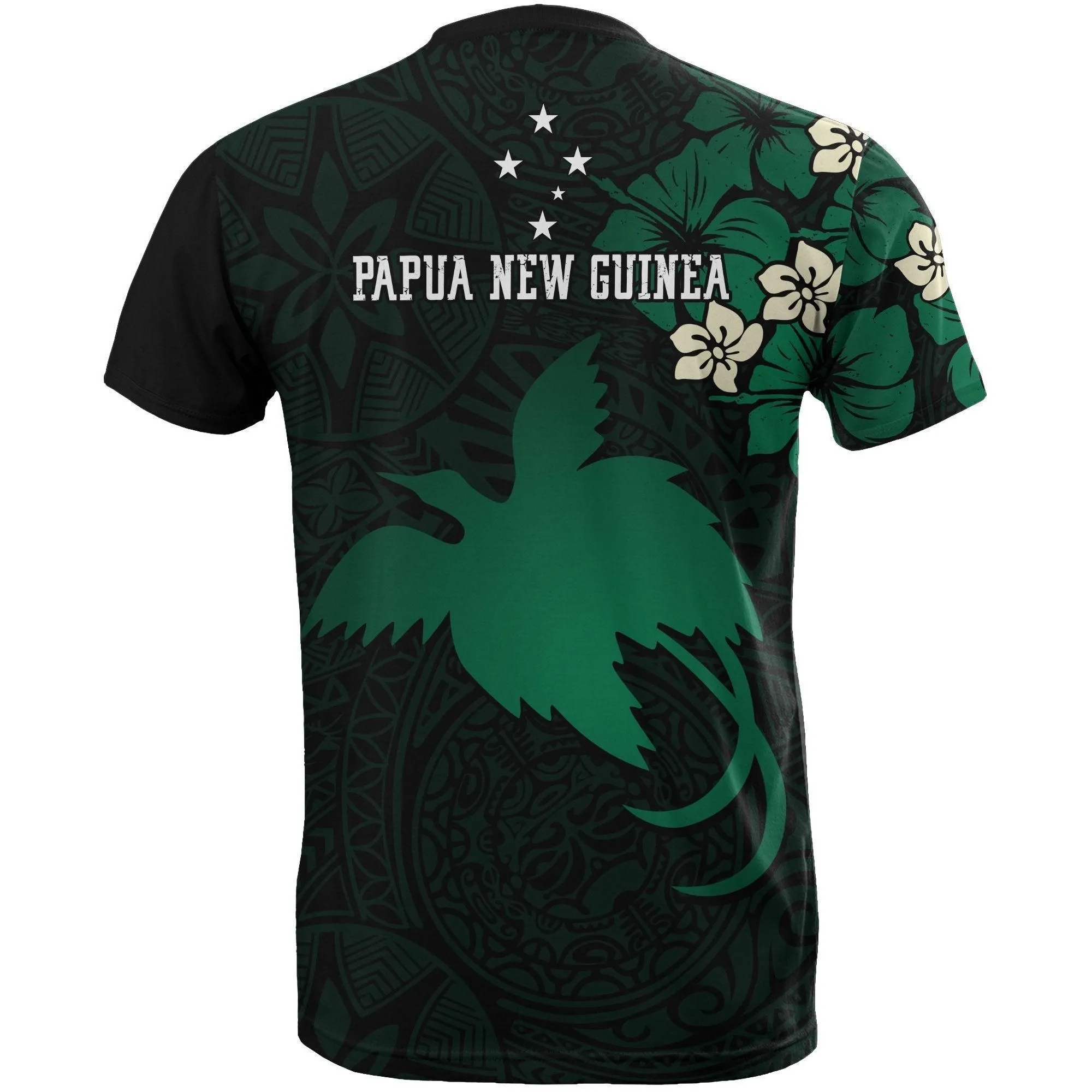 Papua New Guinea T shirts - Papua New Guinea Green Flag Hibiscus