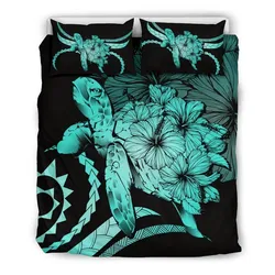 Alohawaii Hawaii Turtle Hibiscus Polynesian Vintage Duvet Cover Bedding Set