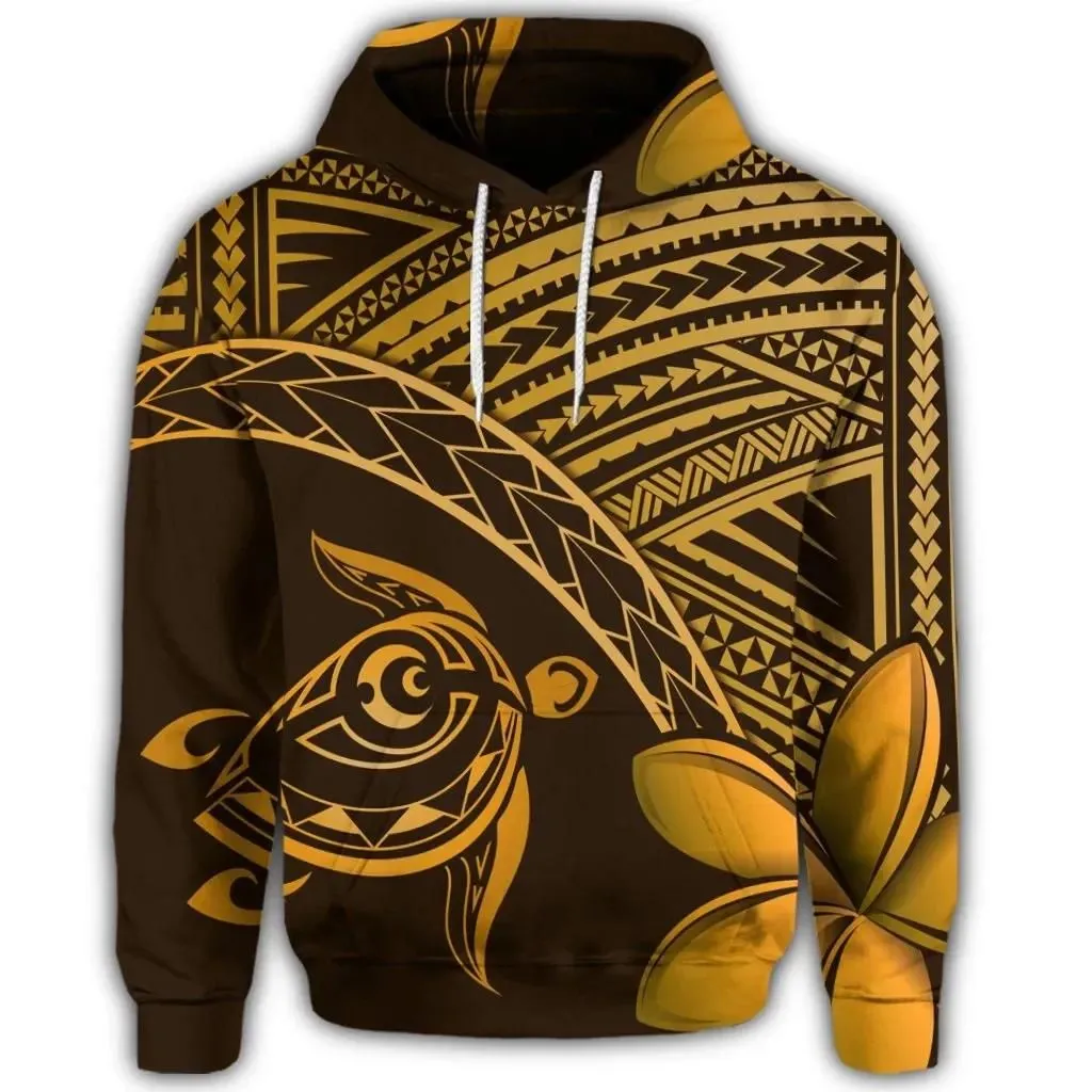 Alohawaii Hoodie - Hawaiian Turtle Plumeria Kakau Polynesian Quilt Hoodie Neo Brown AH - J0R