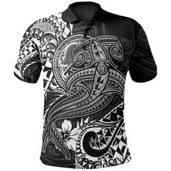 Alohawaii Shirt - Polo Shirt American Samoa - White Shark Polynesian Tattoo - BN18