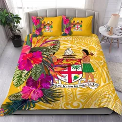 Fiji Bedding Set - Hibiscus Polynesian Pattern Yellow Version