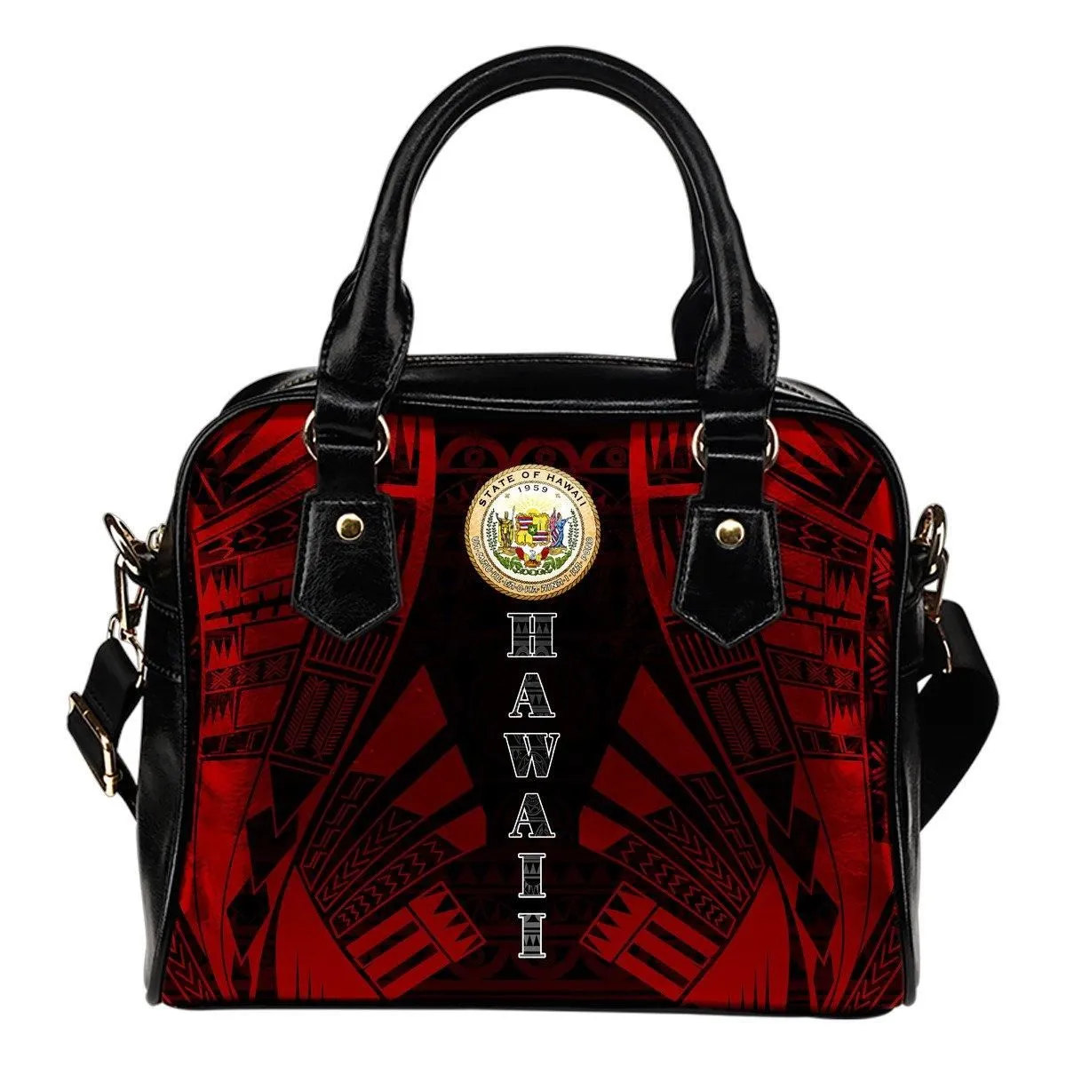Hawaii Shoulder Handbag - Polynesian Tattoo Red