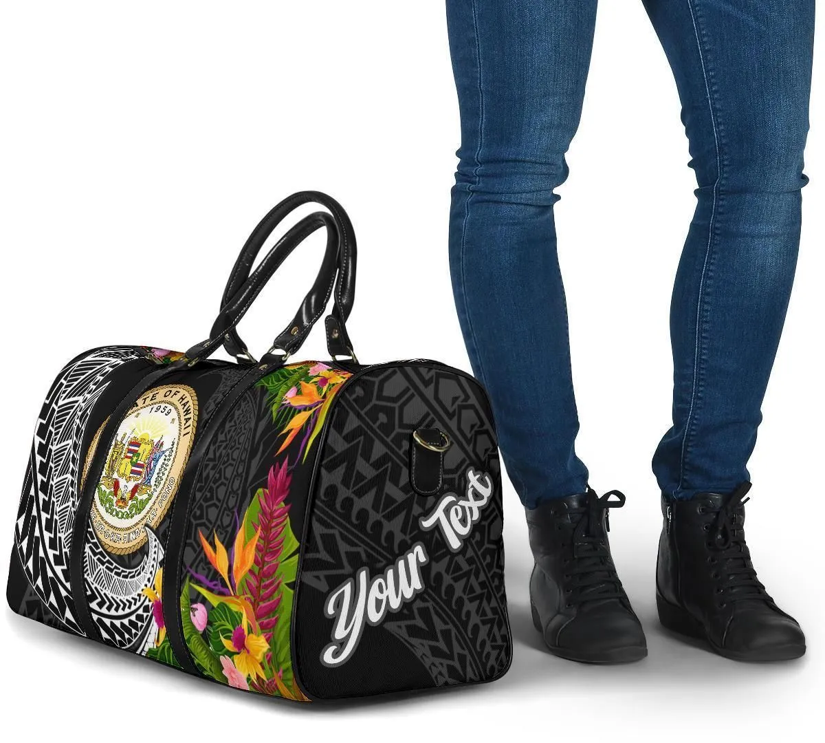 Hawaii Travel Bag - Custom Personalised Seal Spiral Polynesian Patterns