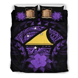 Tokelau Purple Hibiscus Black And Purple Bedding Set Bedroom Decor