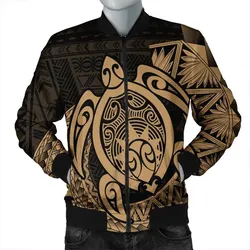 Hawaii Polynesian Turtle Bomber Jacket - Gold - AH