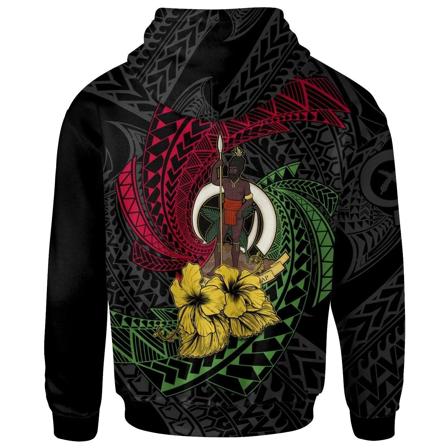 Vanuatu Hoodie Flag - Spiral Pattern Hibiscus