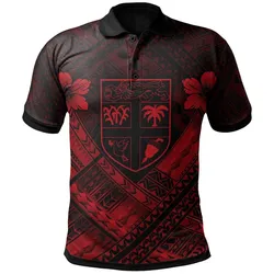 Fiji Polynesian Personalised Polo Shirts - Fiji Red Seal Camisole Hibiscus Style