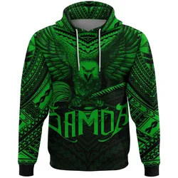 Alohawaii Clothing - Hoodie American Samoa Eagle Tattoo Style Dark Green A7