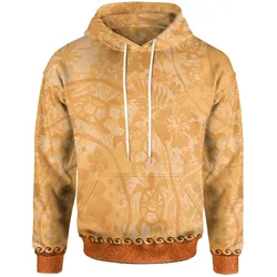 Polynesian Hoodie - Hibiscus And Turtle Vintage Pattern