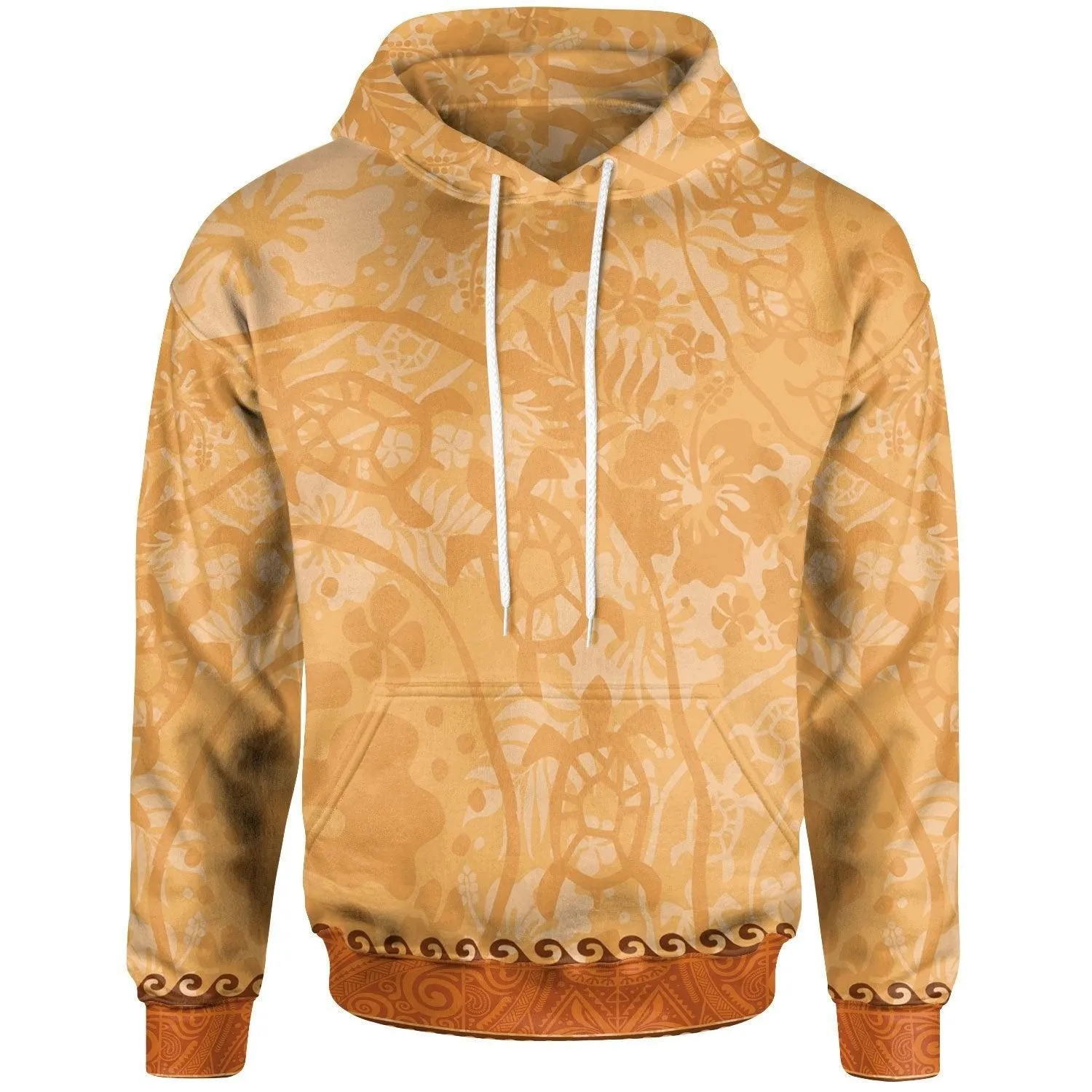 Polynesian Hoodie - Hibiscus And Turtle Vintage Pattern