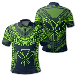 Hawaiian Kanaka Map Football Jersey Polo Shirt - Navy - Roger Style - AH