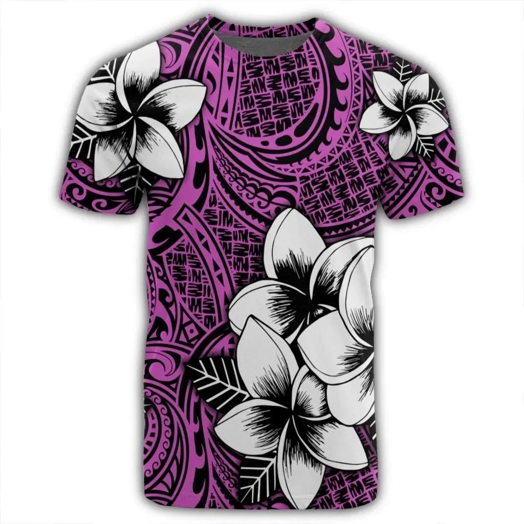 Alohawaii Tee - Hawaiian Plumeria Tribal Polynesian T-Shirt Pink AH - J0R