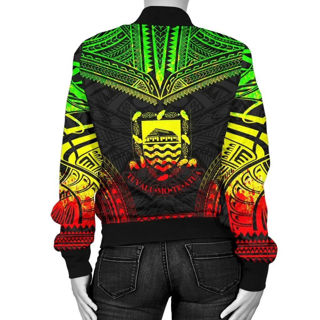 Tuvalu Polynesian Chief Women'S Bomber Jacket - Reggae Version - Bn10